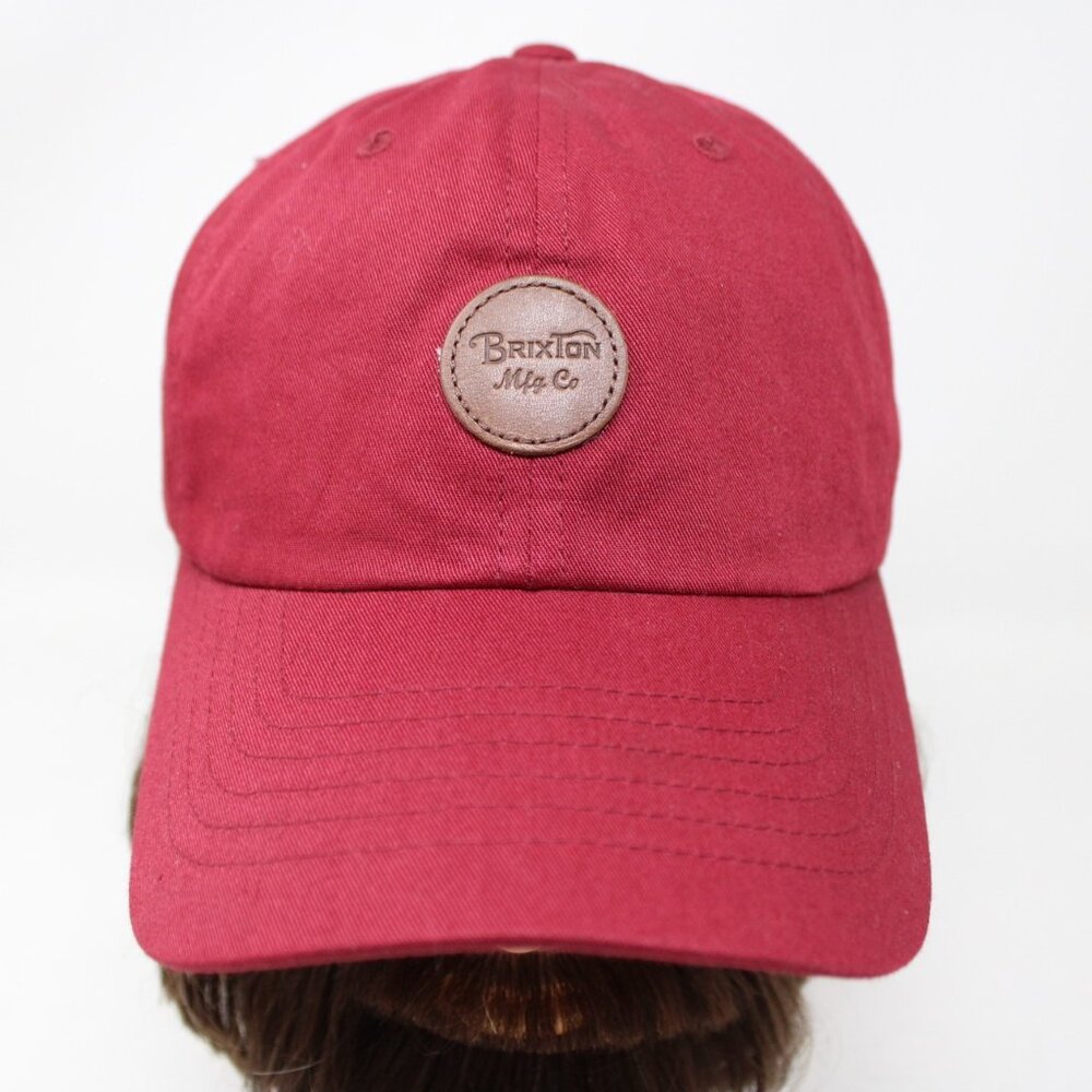 Brixton Hat Adult‎ Adjustable Red Leather Patch Cotton/Polyester Baseball Cap
